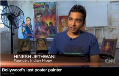 Vintage Bollywood movie posters hand painted by Indian Hippy's last few remaining Bollywood poster painters & artists in India featured in CNN International Channel